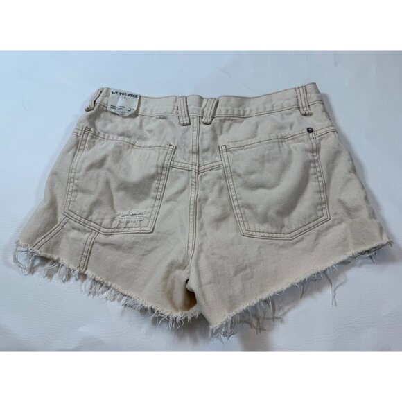 NWT We The Free Now Or Never Denim Shorts Distressed Raw Hem Beige 28 (bin ii94) - Picture 2 of 7